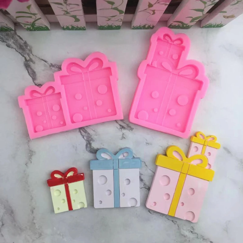 

New Christmas Gift Box Silicone Mold Resin Kitchen Baking Tool Pastry Dessert Lace Decoration DIY Cake Chocolate Fondant Moulds