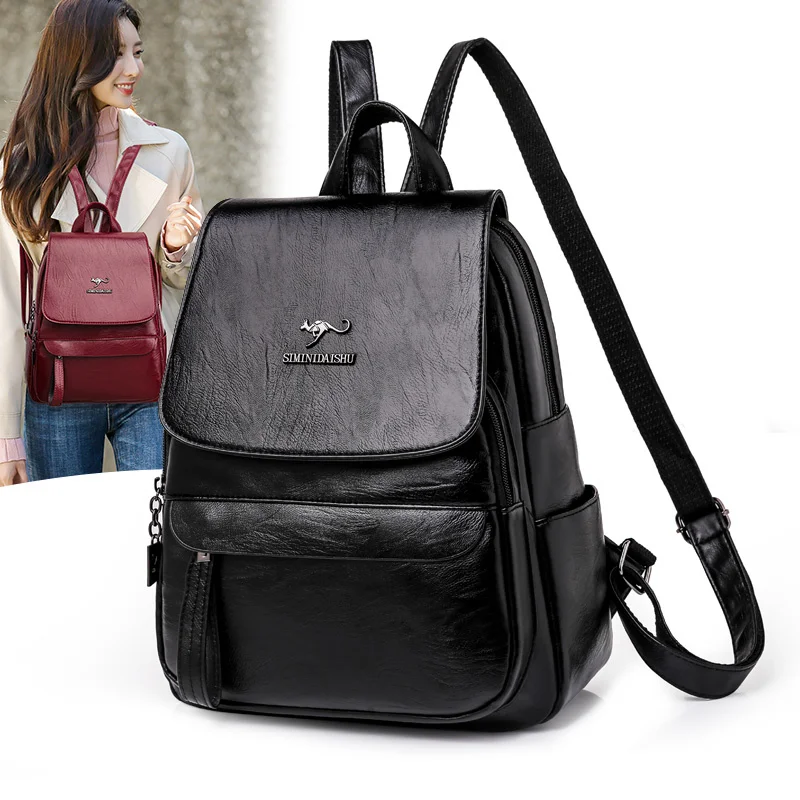 

Designer female multifunction shoulder bags high quality school leather bags for teens 2020 new school bag