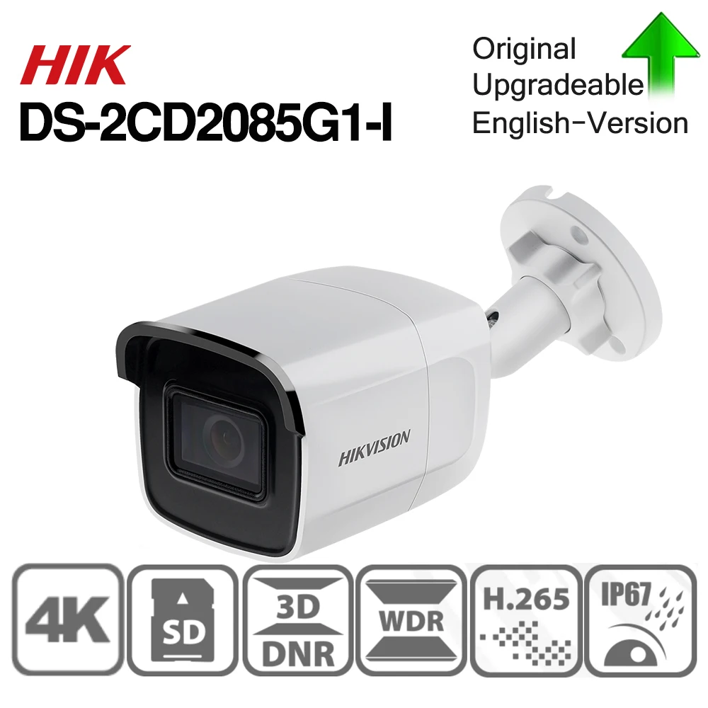 

Hikvision IP Camera 8MP 4K Original DS-2CD2085G1-I Bullet PoE IR Network CCTV Security H.265+ WDR SD Card Slot Darkfighter IP67