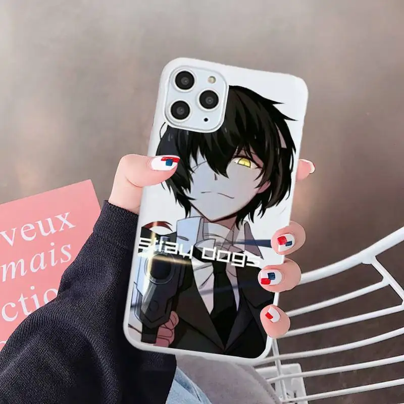 

Anime Bungou Stray Dogs Phone Case White Candy Color for iPhone 6 7 8 11 12 s mini pro X XS XR MAX Plus