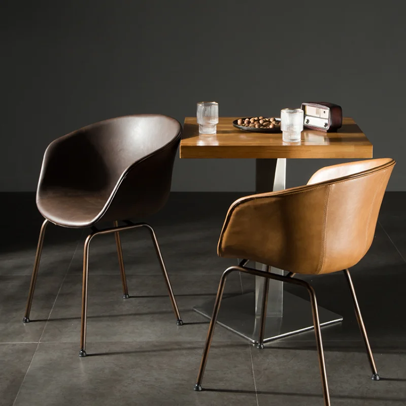 

Nordic Luxury Dining Chair Industrial Style Modern Minimalist Back Chair Home Leather Dining Chair Cafe Balcony