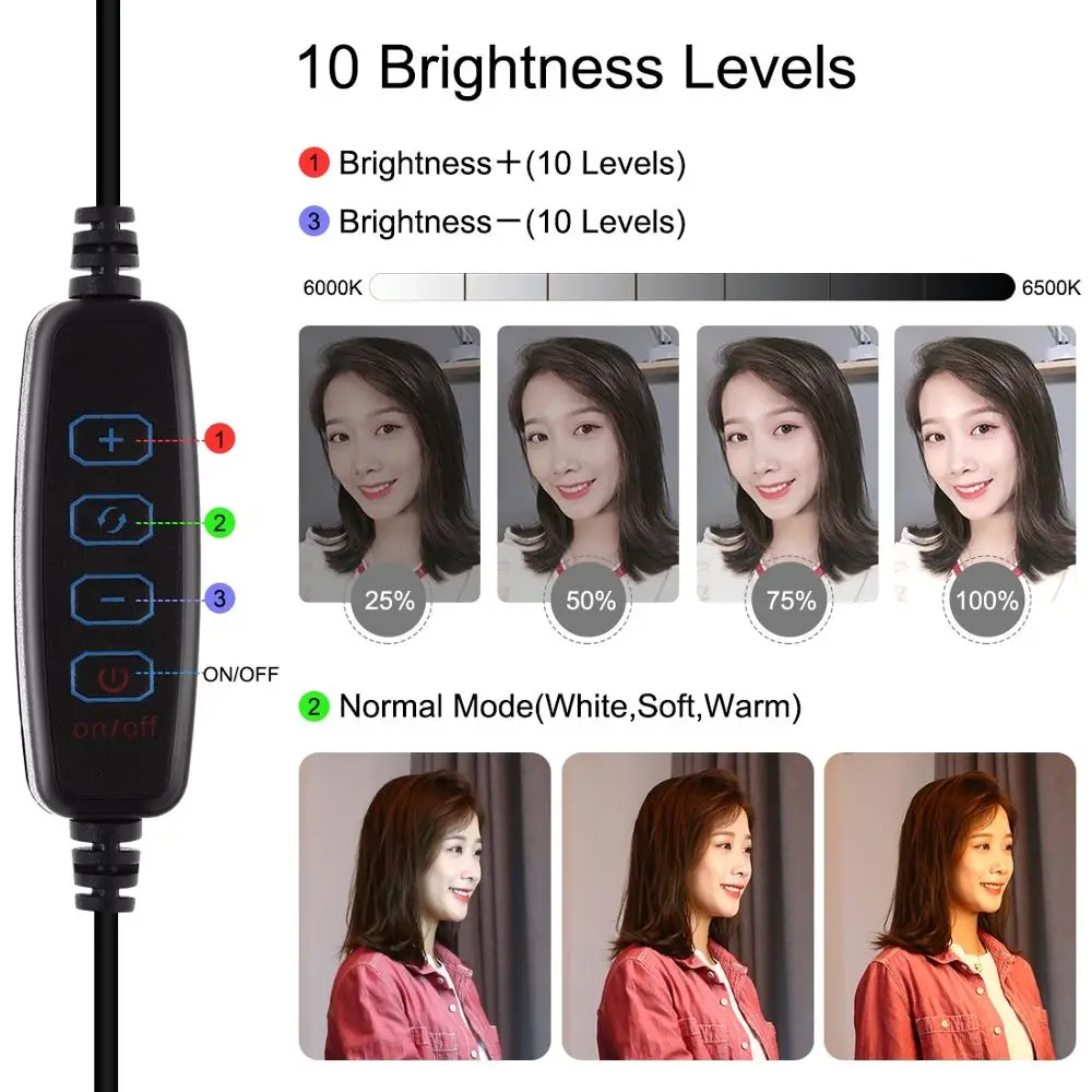 

PULUZ Anillo de luz LED para transmisin en vivo, Tiktok, YouTube, de Vdeo Grabacin, luz de relleno para Selfie de 4,7 pulgadas/6
