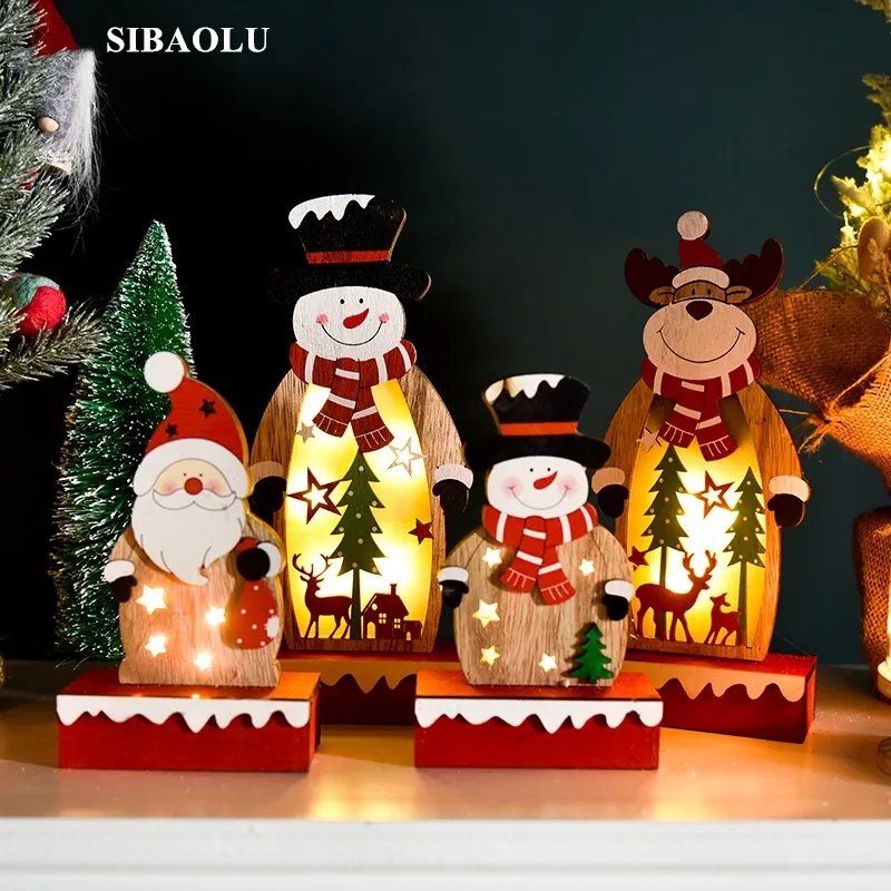 Рождественские статуэтки в скандинавском стиле снеговик светится темноте