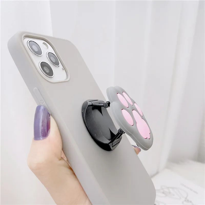 

DIY silicone cartoon phone holder case on For iphone 6 6s 7 8 Plus na For iphone 12 Mini 11 Pro X XR XS Max SE 2020 stand cover