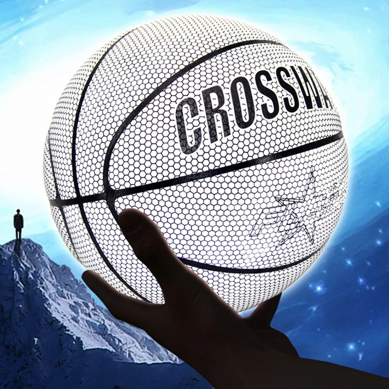 Holographic Reflective Basketball Ball Wear-Resistant Luminous Night Light Ball Basketball Glowing Basketball Size 7 Basketball