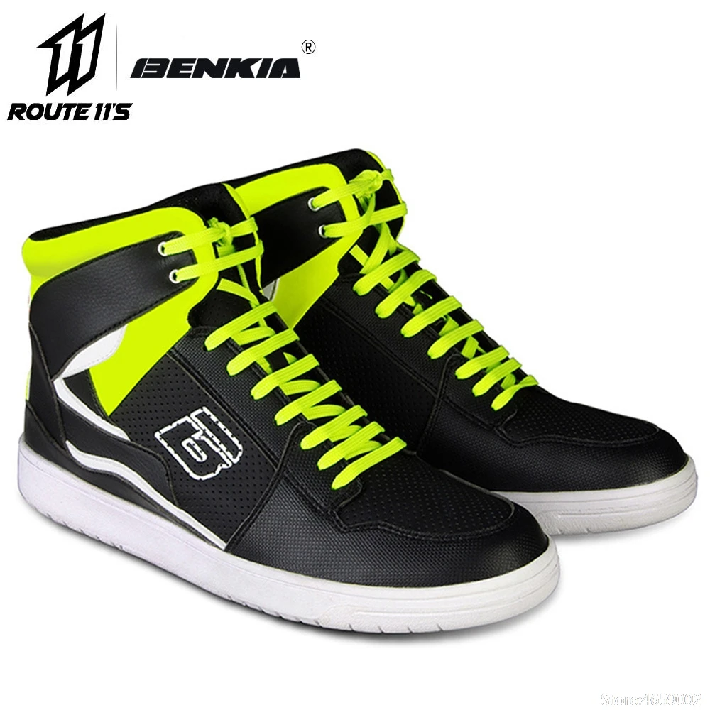 

BENKIA Motorcycle Boots Casual Shoes Microfiber Leather Men Moto Motocross Riding Boots Summer Breathable Motorbike Shoes