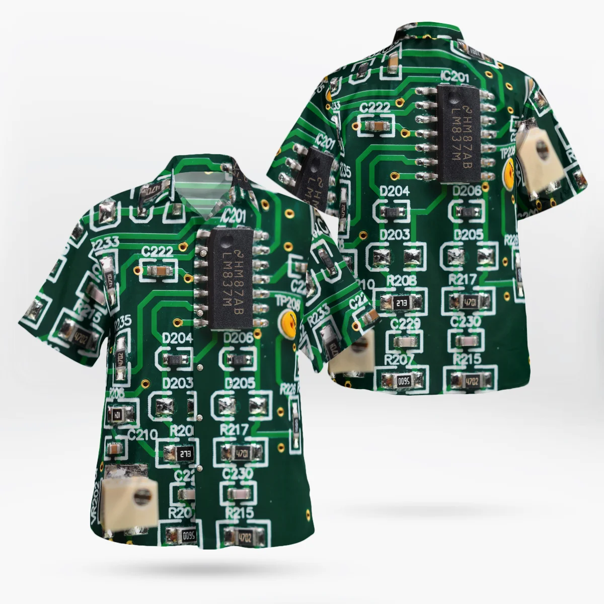

Electronic Chip 3D Beach Hawaiian 2021 Summer Shirt Short Sleeve Shirt Streetwear Oversized 5XL Camisa Social Chemise Homme-15