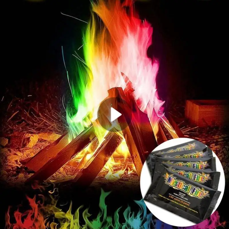 10g/15g/25g Coloured Fire Flames Powder Bonfire Sachets Pyrotechnics Mystical Fire Trick Outdoor Camping Hiking Survival Tools