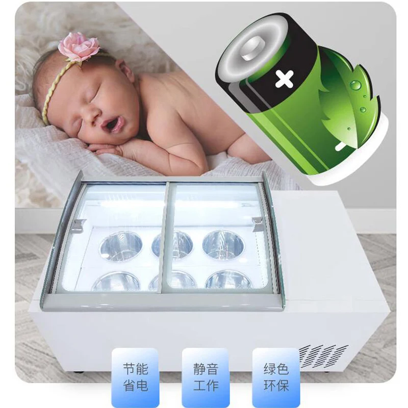 Commercial Ice Cream Display Cabinet Stainless Steel Hard Freezers 6 Round Barrels Square Freezer | Бытовая техника