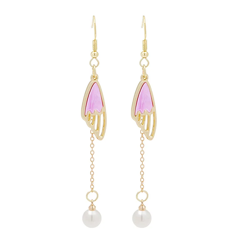 

New Fashion Butterfly Wings Tassel Alloy Female Earrings Korean Fashion Long Crystal Metal Earrings Girl Gift Jewelry Wholesale