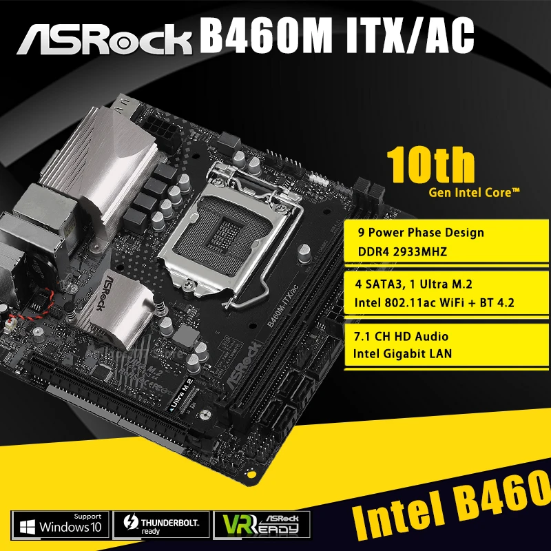 Preise LGA 1200 ASRock B460M-ITX/AC Motherboard DDR4 PCI-E 3,0 64GB M.2 HDMI-Kompatibel Overlocking Desktop B460 Placa-Mãe Mini-ITX