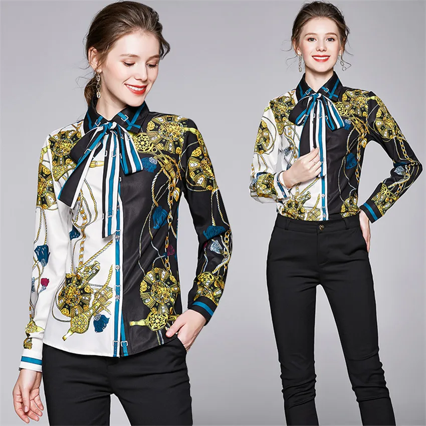 Женская блузка с длинным рукавом модельная винтажная весна 2020|Блузки| |