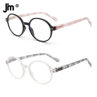 jm 2pcsset vintage spring hinge round reading glasses women men brand designer diopter magnifier presbyopic eyeglasses