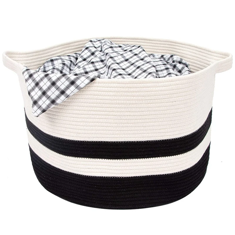 

Big deal Decorative Woven Cotton Rope Basket Laundry Basket Baby and Dog Toy Storage Basket Children Laundry Basket Towel Basket