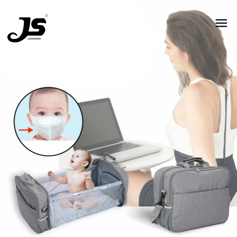 Jusanbabay Diaper Bag Backpack for Mom Mummy Bag Baby Stroller Bag Baby Bed Crib Waterproof Breathable High Capacity