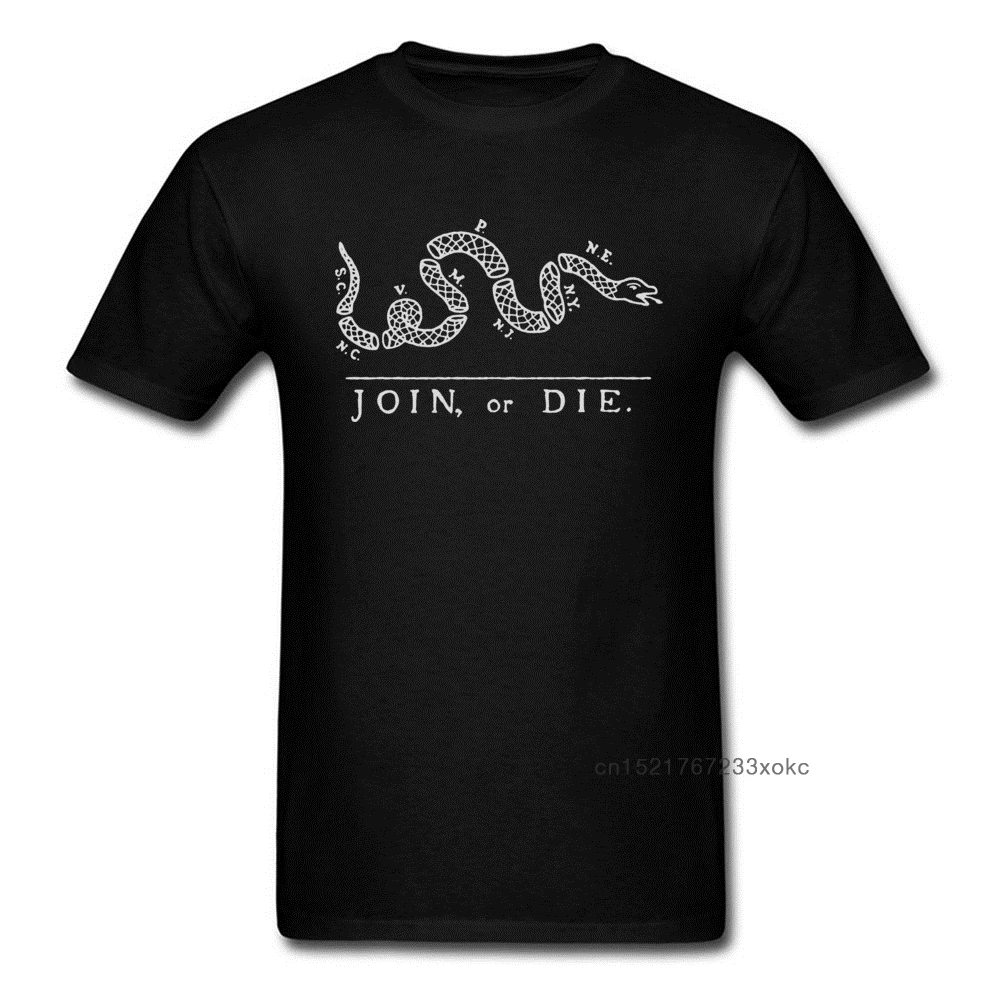

Join Or Die 2018 Unique Men's T-shirt Black T Shirt Cotton Cartoon Snake Tshirt American Revolutionary War Symbol Print