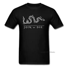 Мужская футболка enjoor Die 2018, черная хлопковая Футболка с принтом символа американской революционной войны, футболка с изображением змеи