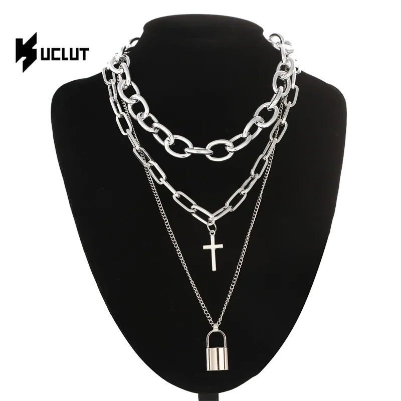 

Goth Lock Necklace, Cross Pendant, Jewelry for Women 2021 New Fasion Crucifix Lock Jewelry, Choker Neck