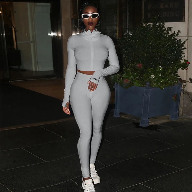 

Женский спортивный костюм в рубчик FUFUCAILLM, комплект из двух предметов, Осень-зима