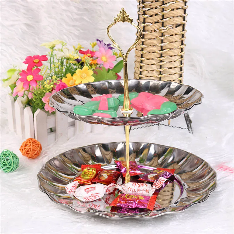 2/3 слоя нержавеющий Железный фруктовый торт тарелка подставка Европейский стиль
