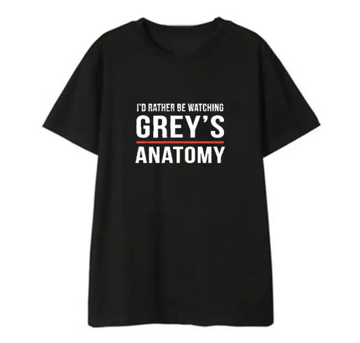 Новое поступление футболка с круглым вырезом и принтом I'D request BE WATCHING GREY'S ANATOMY
