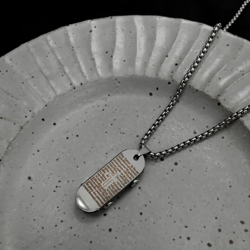 

Skateboard Personality Pendant Long Sweater Chain Male Punk Fashion Stainless Steel Long Necklace Female Hip-hop Jewelry 2021