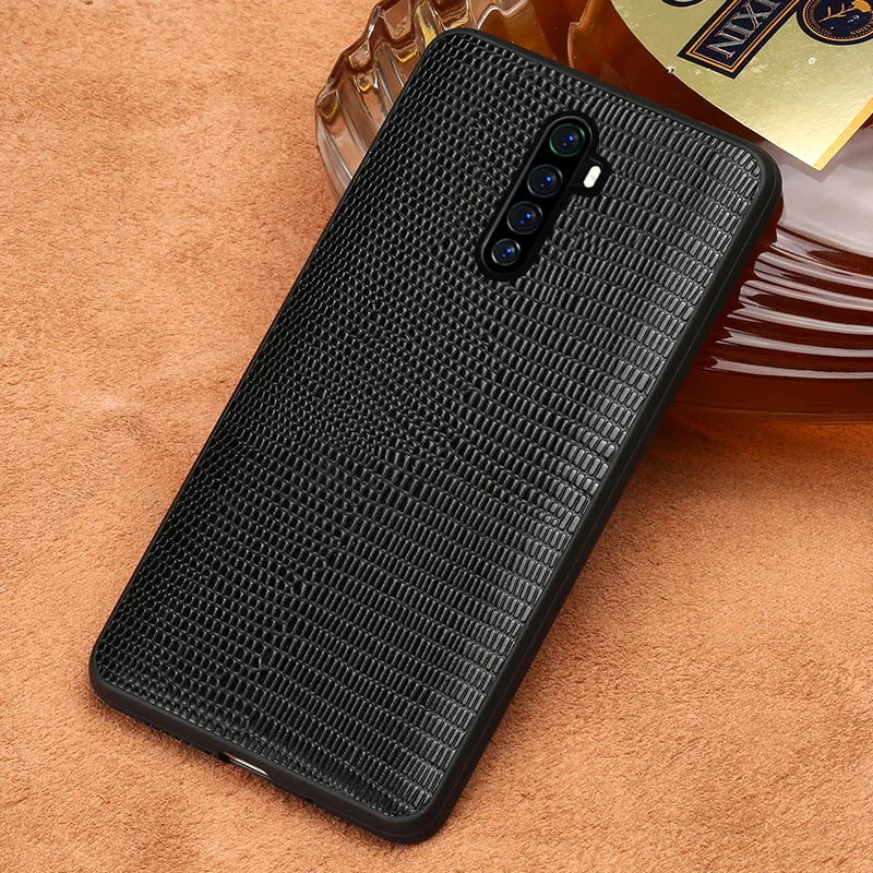 

Genuine Leather Lizard Grain Phone Case for Realme X2 Pro X50 X7 Pro C3 X XT GT 5 6 7 8 Pro For OPPO A5 A9 Reno 4 Find X2 X3 Pro