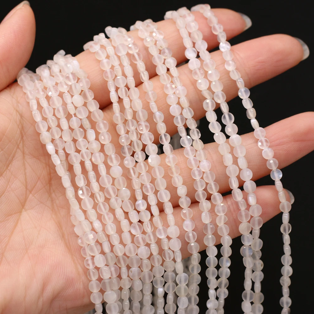 

2021 Best-selling Natural Stone Semi-precious Stones Oblate Moonstone Faceted Bead Making DIY Necklace Bracelet Size 4mm Gift