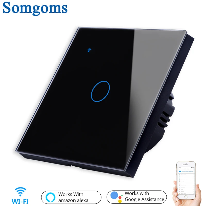 

Wifi Wall Smart Touch Switch Remote Voice Conrol 1/2/3 Gang Wireless Light Switch EU/UK Standard Work With Alexa Google Home