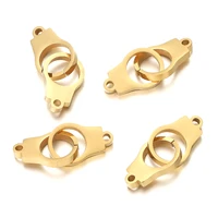 5pcslot stainless steel double handcuffs charm connector for bracelet necklace hollow pendants diy jewelry making supplies