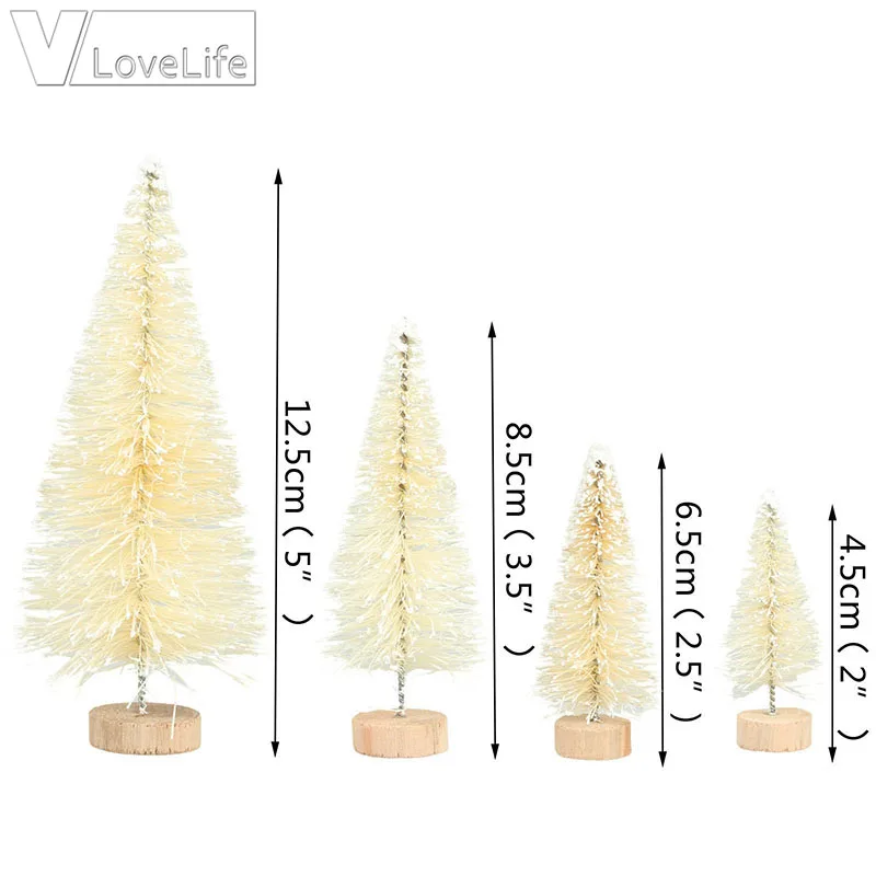 4 шт. Маленькая рождественская мини елка четырех размеров декоративная Ttree для