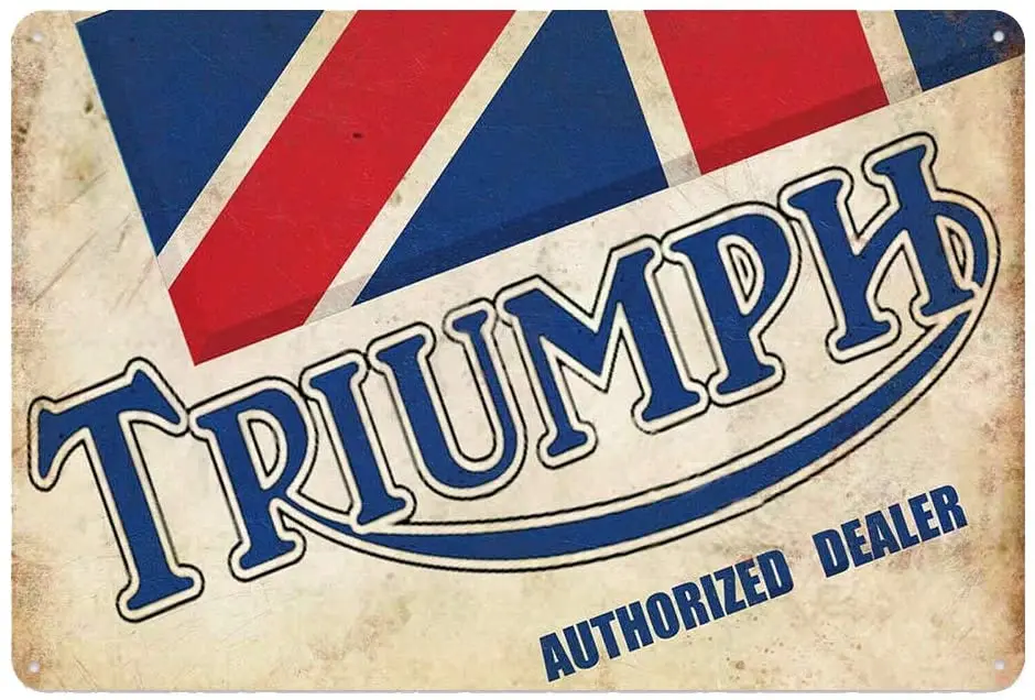 

Original Vintage Design Triumph Tin Metal Wall Art Signs, Thick Tinplate Wall Decoration Poster for Man Cave/Bar/Garage