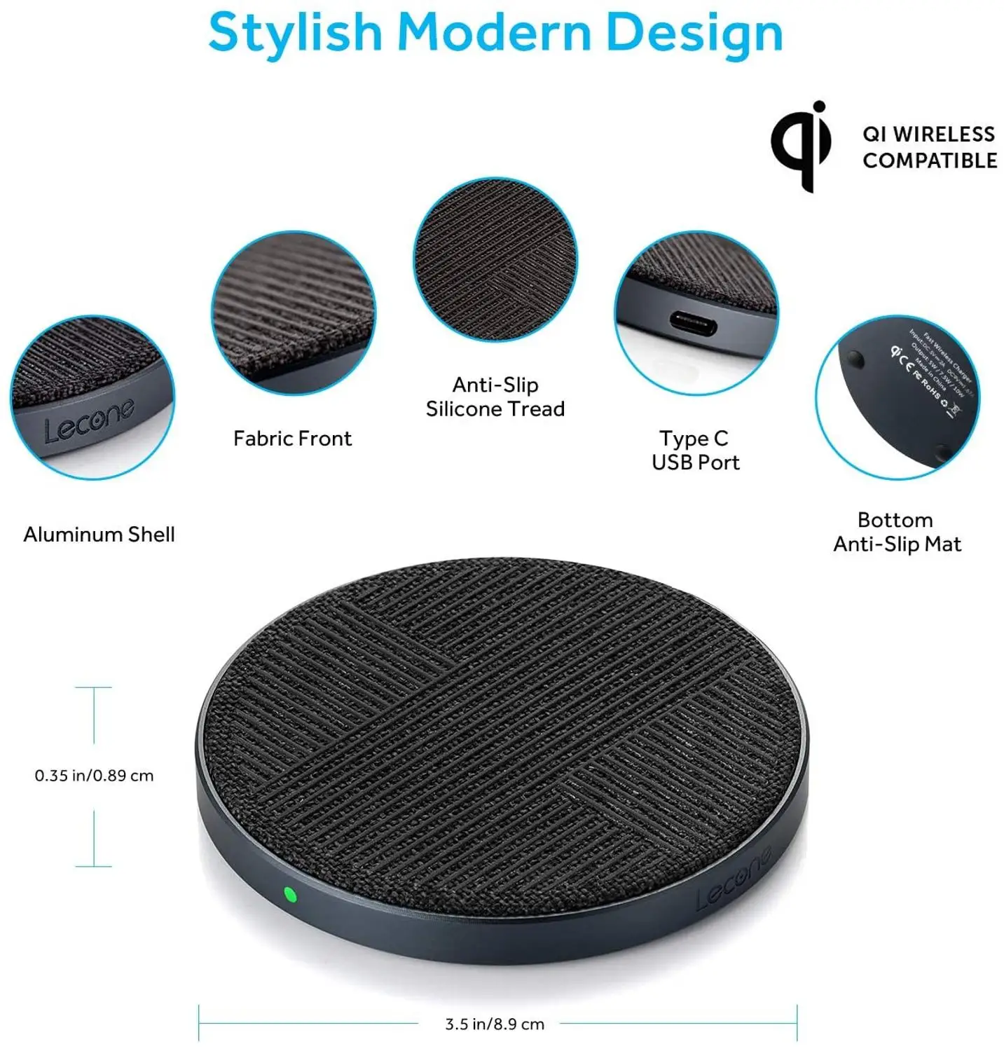 10 Вт Быстрое беспроводное зарядное устройство Qi Сертифицированный беспроводной