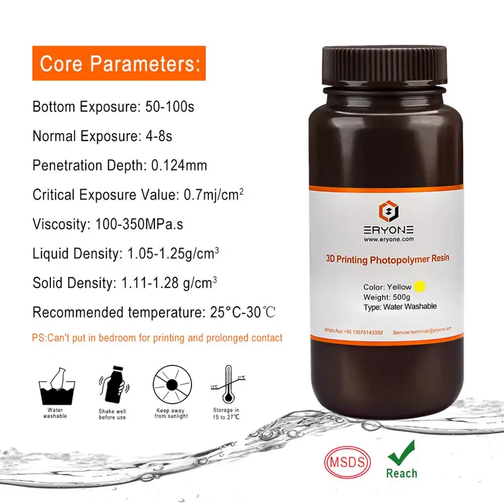 Моющаяся в воде УФ смола эриона нм для отверждения фотополимера 3D принтера DLP/ЖК