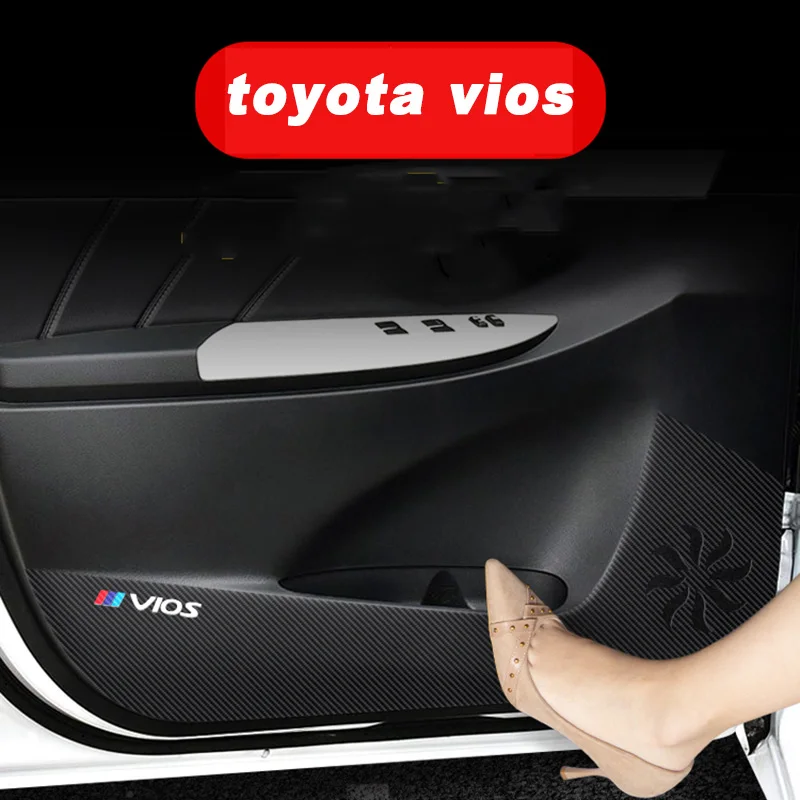 

Car Interior Door Mat Anti-kick Pad Sticker Decoration for Toyota Vios 2014 2015 2016 2017 2018 2019 2020 2021 FS Accessories
