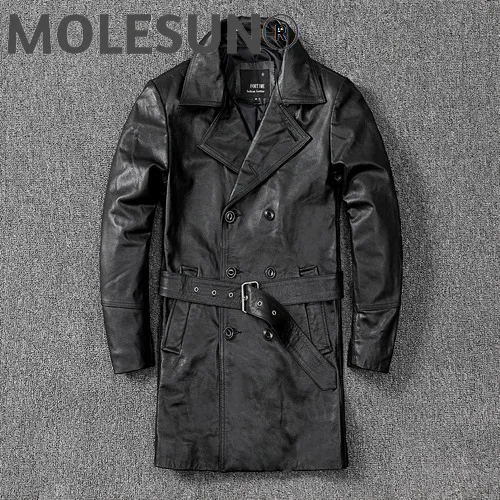 

Новинка 2021, длинная мужская кожаная куртка AKOOSUN из натуральной кожи, Корейская модель, Женская куртка, 5xl, кожаная ветровка на весну и осень