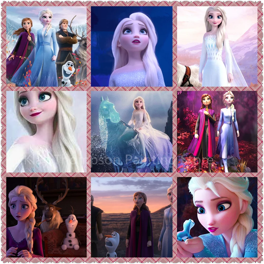 

Disney Diy Diamond Painting Cartoon Cross Stitch Full Round Diamond Embroidery Ice Sister Elsa&Anna Diamond Mosaic Decor Gift