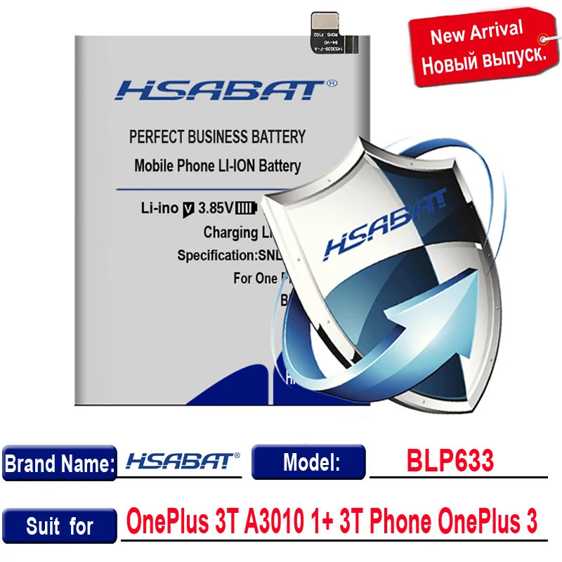 for one plus 3T HSABAT BLP633 BLP637 BLP571 BLP597 BLP613 BLP607 BLP657 BLP685 Батарея для Oneplus 1+ 1+ для one Plus 2, 3, 5, 6, 6 S, T X 3T A3010 - Цвет: for one plus 3T