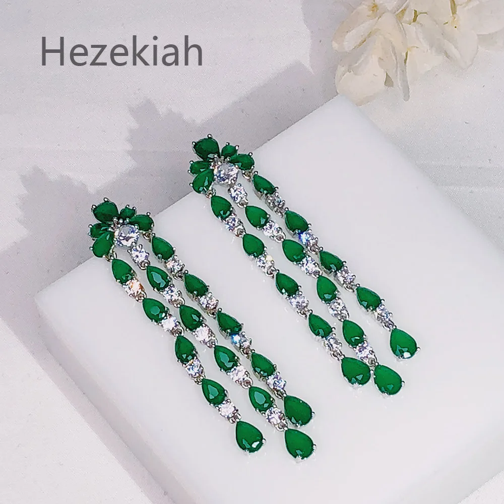 Hezekiah серьги с зелеными иглами модные серьги женские благородные серьги с кисточками танцевечерние