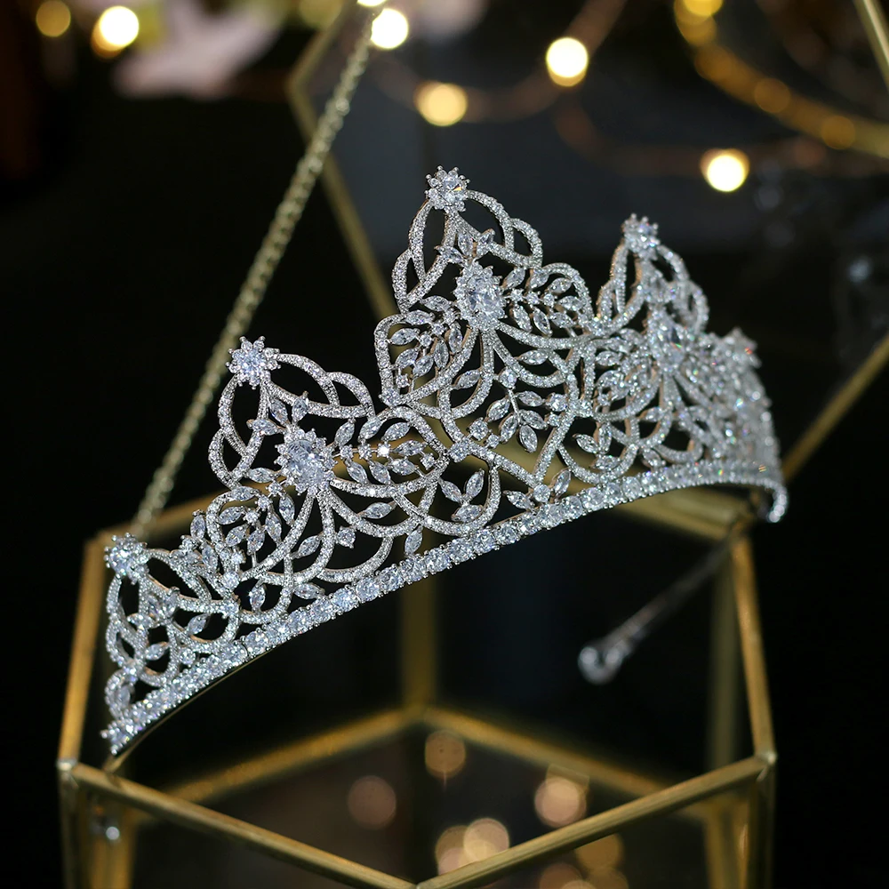 nueva novia de alta calidad de la venda de la novia corona de la joyeria cubic zirconia tocado chica tiara corona