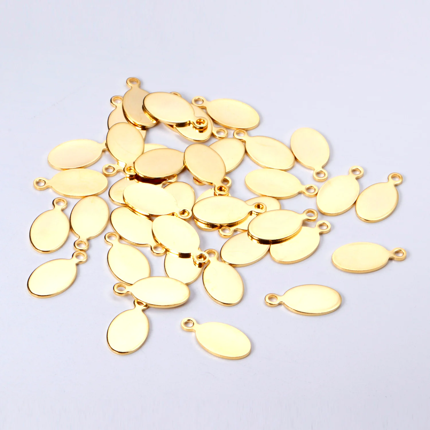 

Овальный Шарм с отверстиями 100 шт./лот, нержавеющая сталь 316L, золотой, серебряный цвет для ожерелья, браслета, изготовление ювелирных изделий