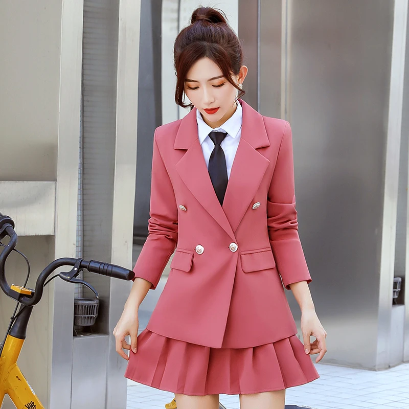 Korean autumn professional women's work clothes college style British suit business Skirt Set 2-piece set (coat + skirt)