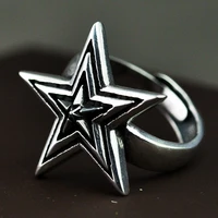 s925 vintage thai silver ring men and women trend pentagram personality punk ring silver jewelry ring gift