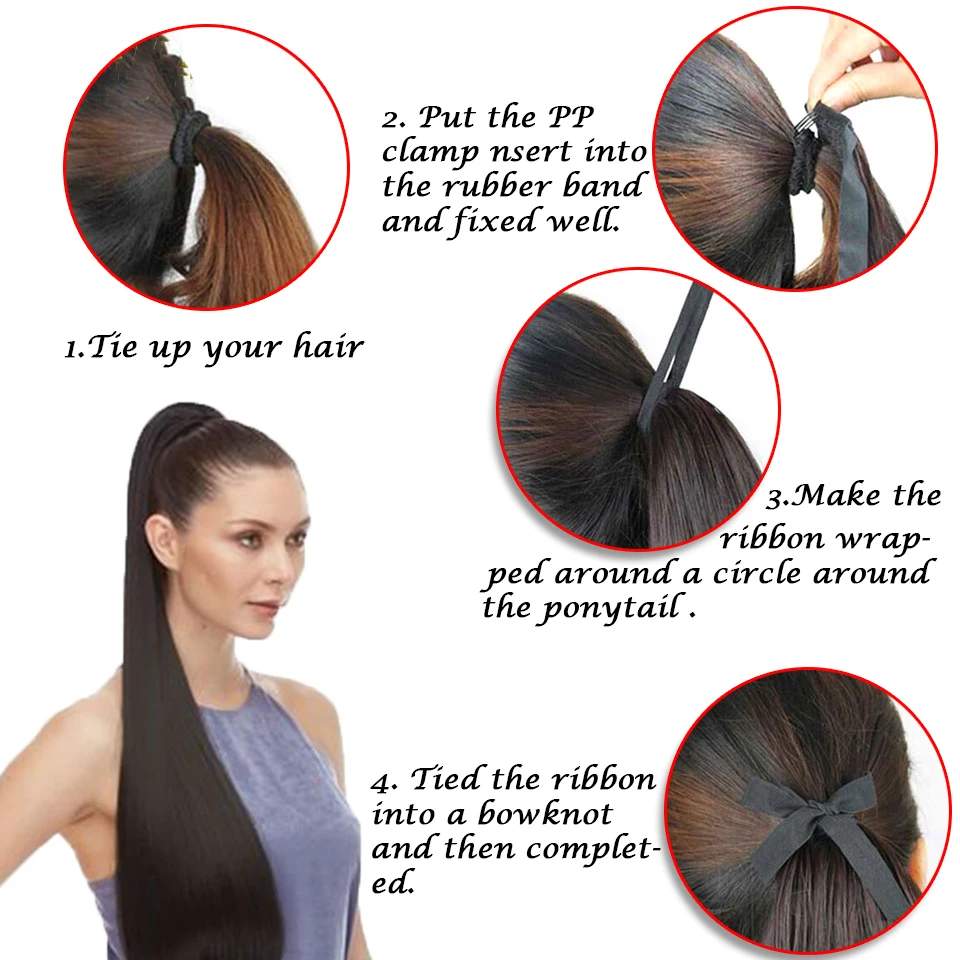 

AOOSOO ponytail synthetic ponytail heat-resistant fiber hair extension ponytail long straight hair ponytail