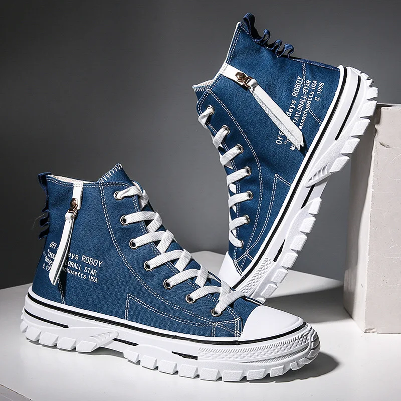 

Men Shoes Men Oxford Vulcanize Shoes Korean Men's Shoes Canvas Shoes Wild Men's Casual Trend High-top To Help Tides Shoes