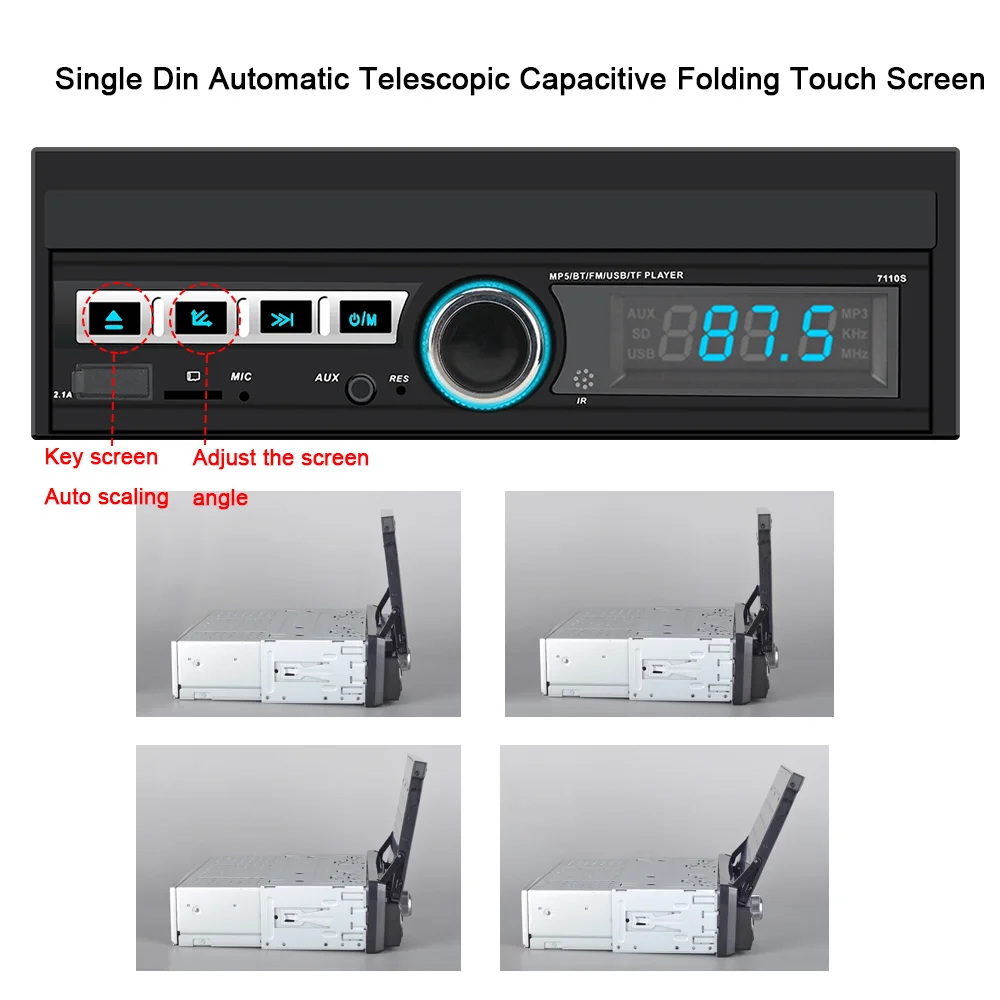 

1 DIN Car Autoradio Auto Multimedia Player 7'' Touch Screen Full HD Car Mirror Link Player MP5 Bluetooth FM AUX Radio Stereo