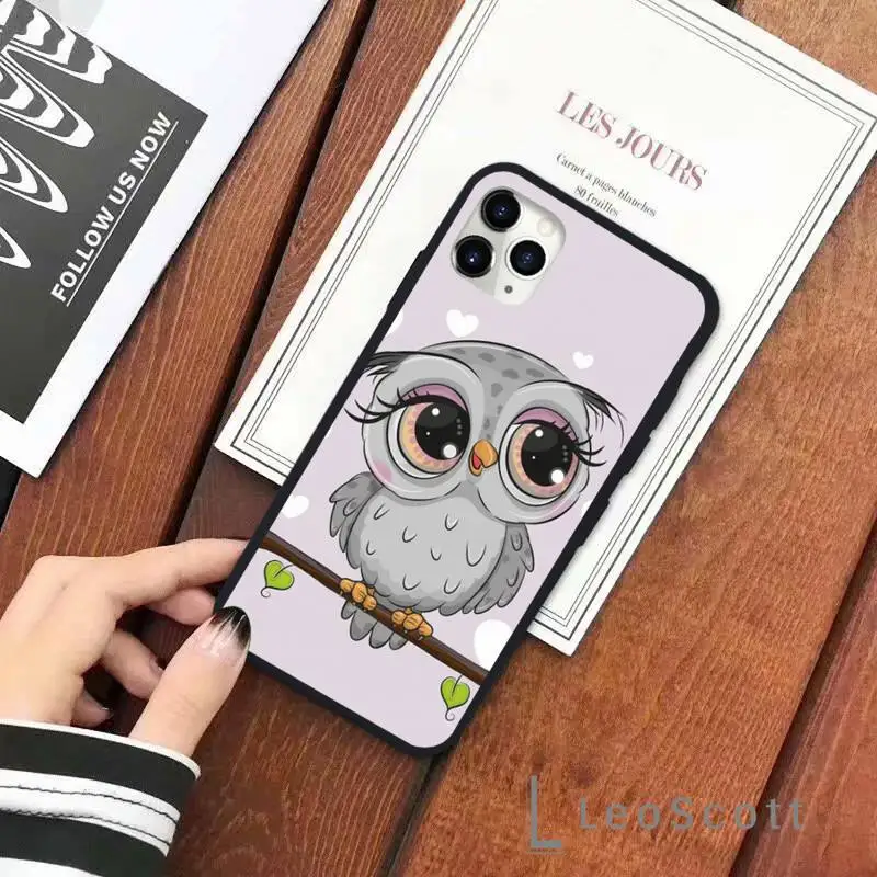 

cute cartoon Owl Phone Case for iPhone 11 12 pro XS MAX 8 7 6 6S Plus X 5S SE 2020 XR Soft silicone