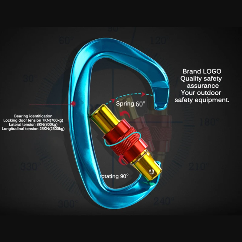 

New 25KN Climbing Carabiner D Shape Climbing Buckle Lock Safety Master Screw Lock Buckle Equipement Strong Carrying Capacity
