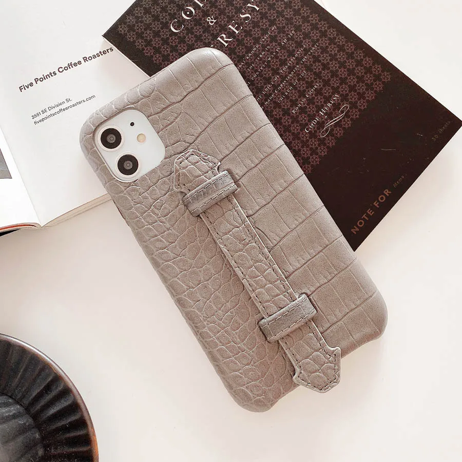Gray Роскошный чехол для телефона из искусственной кожи с подставкой для iPhone 11 Pro Xs Max X с узором «крокодиловая Змея», жесткая задняя крышка для iPhone 6, 6s, 7, 8 Plus, Xr - Цвет: Gray