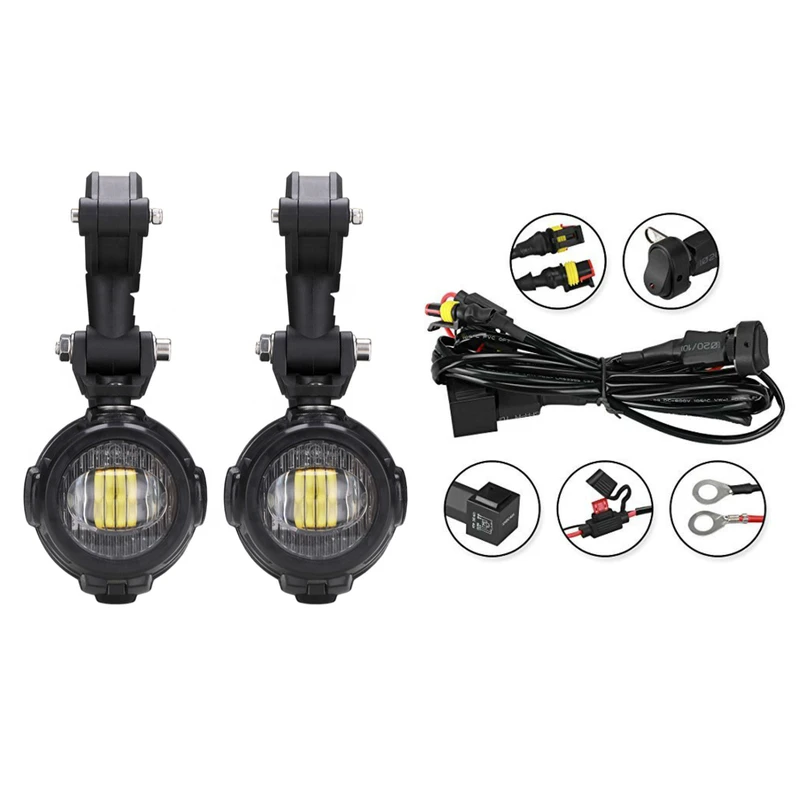 E9 Mark 40W LED Auxiliary Fog Light Assembly LED Safety Driving Motorcycle Lamps for BMW R1200GS F800GS ADV F700GS F650GS K1600